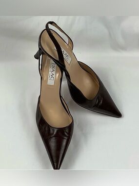 Isaac of Italy Dark Brown Leather Slingback Heels